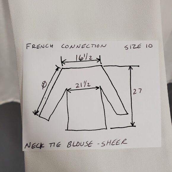 French Connection Women Neck Tie Blouse Sheer White Size 10 - Picture 8 of 8